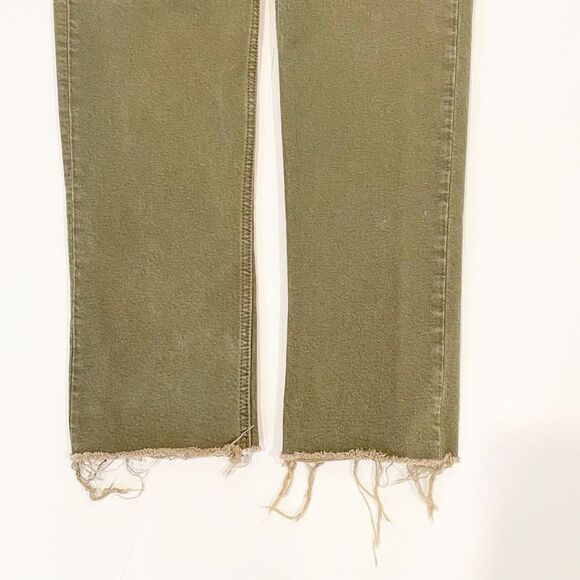 Re/Done 70s High Rise Stove Pipe frayed cropped straight-leg Jeans Button Fly 24 - Picture 6 of 8